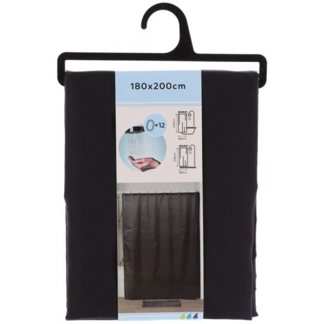 Duschvorhang aus polyester 180x200cm 12 ringe pp - schwarz - Tendance