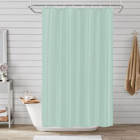 Duschvorhang aus Polyestergewebe, 120 x 200 cm, schimmelresistent, für Badewanne und Dusche, wasserdicht, waschbar, mit 8 Haken, grün