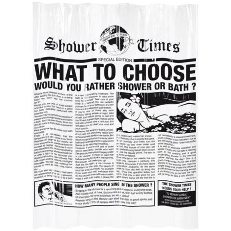 Duschvorhang Gelco Gazette Schwarz PEVA 180 x 200 cm