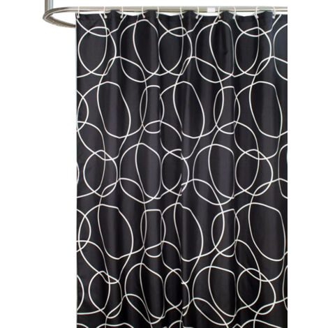 Duschvorhang - JINFGERNE - 180 x 180 cm - Wasserdicht - Schwarz - Modern
