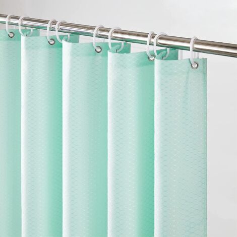 Duschvorhang, mintgrün, 180 x 180 cm, schimmelresistent, Polyestergewebe, wasserdicht, dick, waschbar, Haken, beschwert