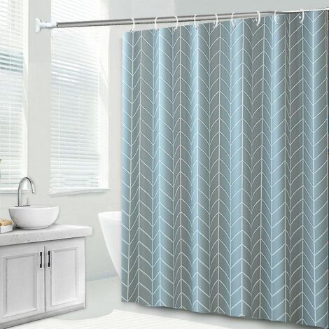 Duschvorhang mit Chevron-Muster – Grau-Blau