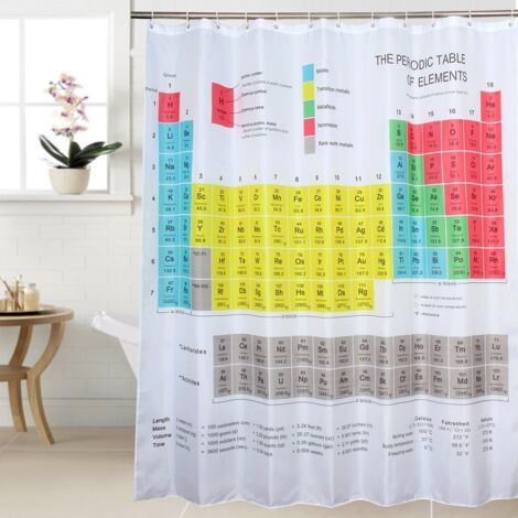 Duschvorhang mit Periodensystem-Motiv – Maschinenwaschbar, dickes Polyester