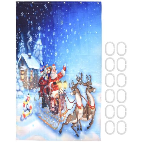 Duschvorhang mit Weihnachtsmuster und Löchern für Badezimmer, Zuhause, Hotel