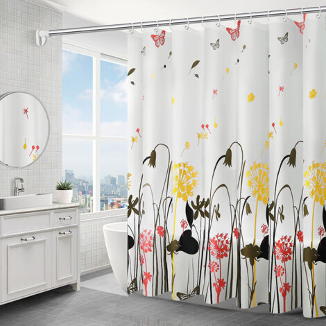 Duschvorhang ohne Bohren, kariert, PEVA, schimmelresistent, wasserdicht, 80 x 180 cm