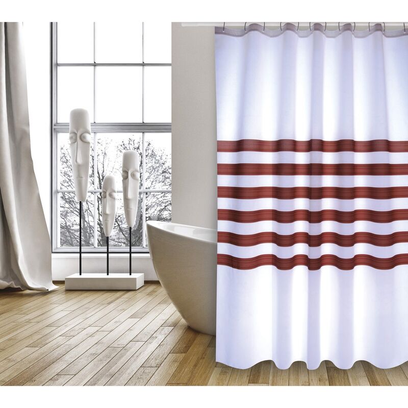 Badezimmer Vorhang Polyester 180x200 Prem. Ligne Choco  - Onlineshop ManoMano