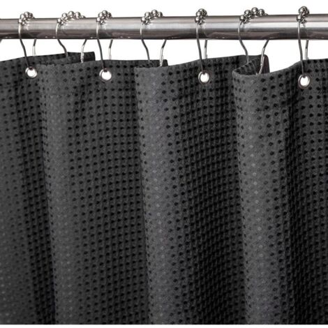 Duschvorhang, schimmelresistentes Material – 182 x 182 cm (schwarz). Strapazierfähiger Duschvorhang mit beschwertem Saum.