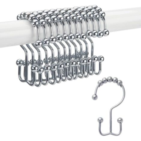 Duschvorhanghakenring, rostfreier Metall-Doppelschieber
