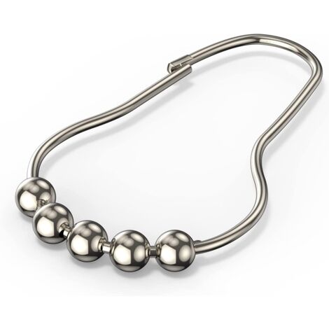 Duschvorhangringe, 12er-Set, Edelstahl, Silber