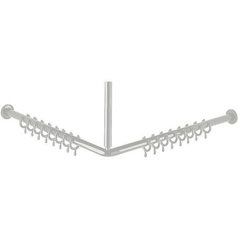 Duschvorhangstange Normbau Nylon, weiß, inkl. 24 Vorhangringen, 1.200 x 1.200 mm - 0781050019