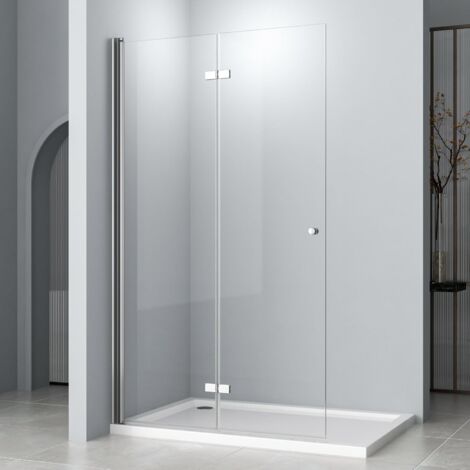 Duschwand 75 x 185cm Walk In Dusche, 5 mm ESG Sicherheitsglas Duschtrennwand Glas Badewanne Duschwand
