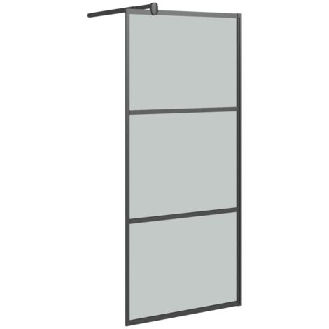 Duschwand 90x195 cm Dunkles ESG-Glas Schwarz
