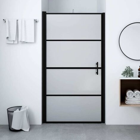 Duschwand aus satiniertem Sicherheitsglas 100x178 cm schwarz