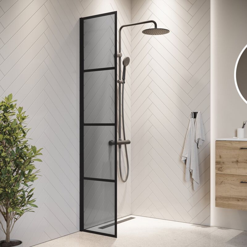 Badplaats Duschwand Essos 40 X 200cm - Grauglass - Glas Duschabtrennung Sc