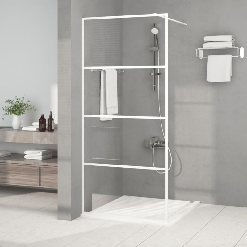 Vidaxl - Duschwand Für Begehbare Dusche Weiß 90x195 Cm Esg-klarglas