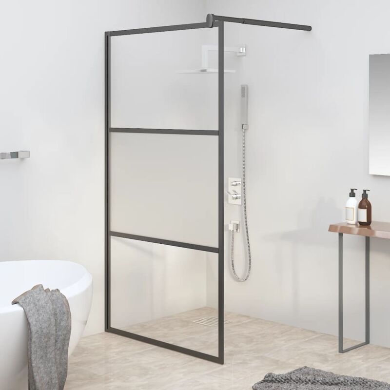 Vidaxl - Duschwand Für Walk-in Dusche 100x195cm Esg Halbmattiert Schwarz