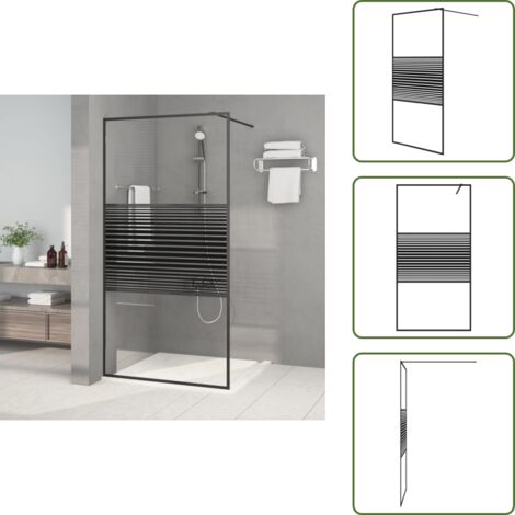 Duschwand für Begehbare Dusche Schwarz 100x195 cm ESG-Glas Klar - Duschabtrennung - Duschwand - Begehbarer Dusche - ESG-Glas - Sicherheitsglas
