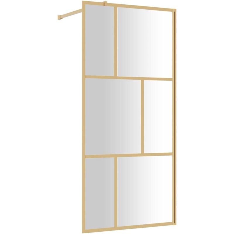 Vidaxl Duschwand Mit Transparentem Esg-glas Gold 90x195 Cm