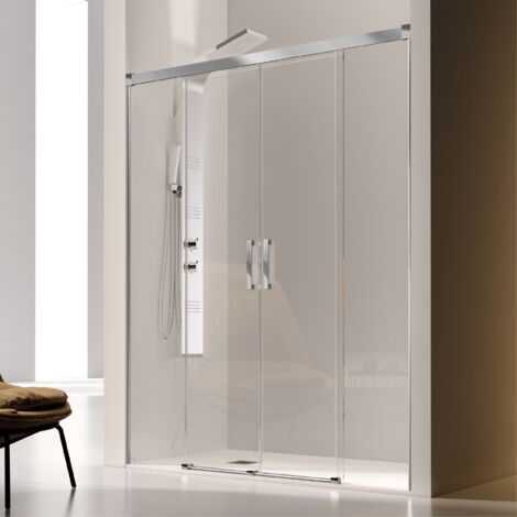 Duschwand für Nische mit 2 Schiebetüren GLASÉ - 6mm / 140 cm / ohne Sichtschutz