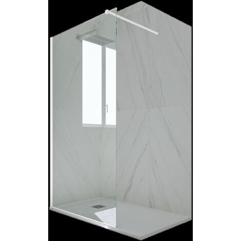 Duschwand Walk In pvc  cm Klarglas Weiß Venus