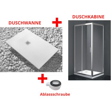 Duschwanne 70X150 cm Vulcano Line Slim Weiß + Duschkabine 70x150 cm Höhe 200 cm Mit einem Festglas und Frontöffnung mit 2 Gläsern - FRASCIO