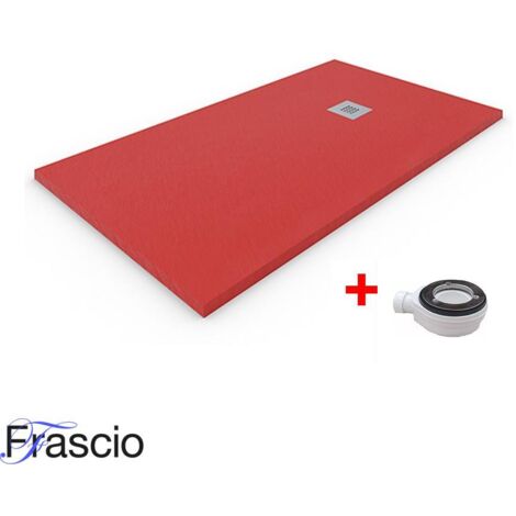 Duschwanne 80X150 cm Vulcano Line Slim Farbe Rot Ral 3020 Aus Kunstharz und Marmorpulver Mit freiem Abfluss - FRASCIO