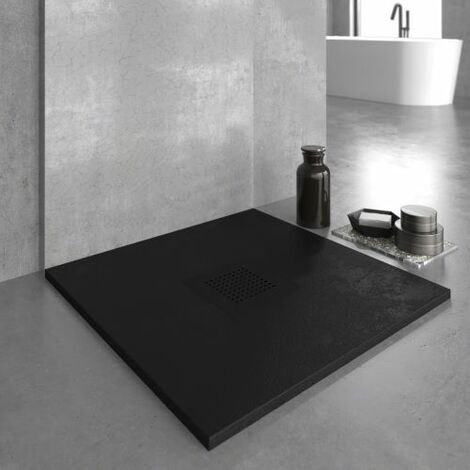 Duschwanne aus Kunstharz, 120 x 120 cm, Schwarz RAL-9005