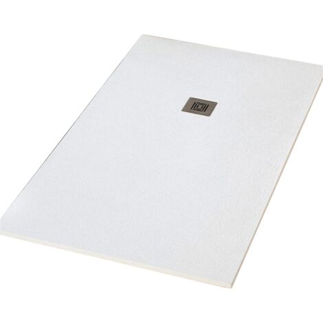 Duschwanne extra flach LOGIC Schieferoptik WEISS 80 x 90 cm
