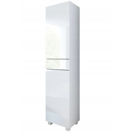 Dusine – Colonne de salle de bain 40 cm – Finition laquée blanche – Installation suspendue ou posée – Structure en mélaminé et MDF certifié FSC