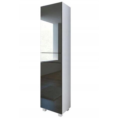 Dusine – Colonne de salle de bain 40 cm gris laqué – Mélaminé certifié FSC – Installation suspendue ou posée – Dimensions 169 cm de hauteur