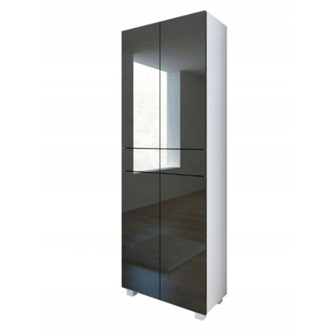 Dusine – Colonne de salle de bain 60 cm – Finition laquée gris – Mélaminé certifié FSC – Suspendue ou posée – Dimensions 169/174 cm