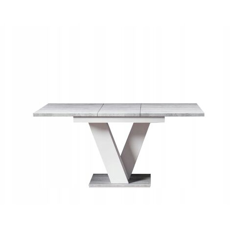 Dusine – Table à manger extensible 120-160 cm – Béton et blanc – Largeur 80 cm – Hauteur 75 cm – Fabrication européenne, normes CE
