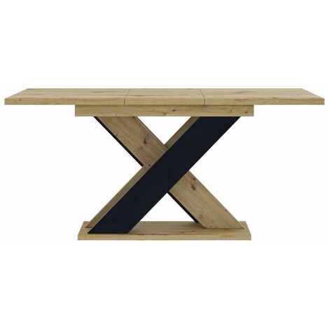 Dusine – Table à manger extensible 120-160 cm – Bois mélaminé et MDF – Rallonge intégrée avec rangement – Style moderne pour salle à manger