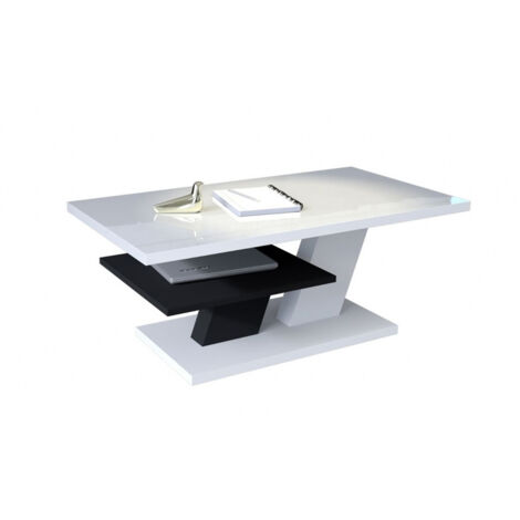 Dusine – Table basse Belvedere 110 cm – Plateau blanc laqué et noir mat – Dimensions 110 x 60 x 45 cm – Design intemporel pour salon