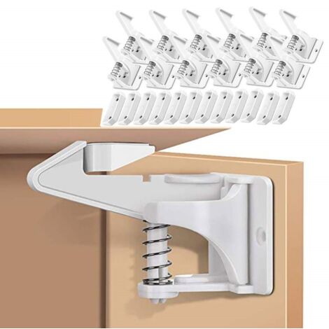 Dussdote 12er-Pack Sicherheitsschlösser – Möbelschlösser – Unsichtbare Schlösser – Federschlösser – Geeignet für Esszimmer, Badezimmer, Waschküche, Schlafzimmer – Weiß