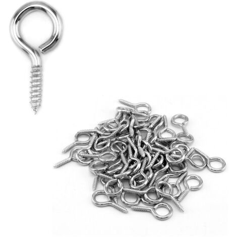 Dussdote 60 pièces - Vis - Vis à anneau - Griffes - Convient pour suspendre cordons de rideaux, câbles, chaînes, cordes, décorations - Argent