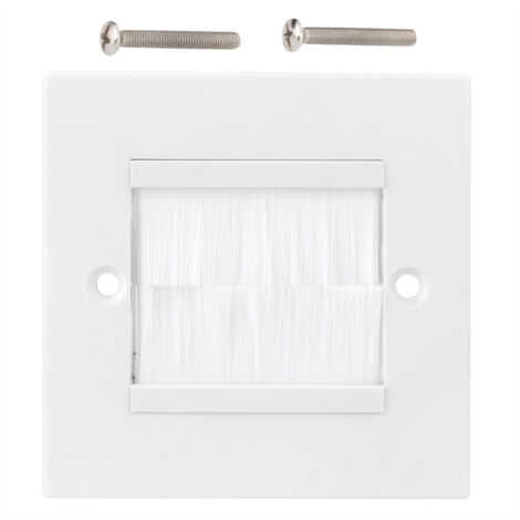 Dust Prevention Brush Cable Wall Plate Port Insert Cover Outlet Mount Panel (White)