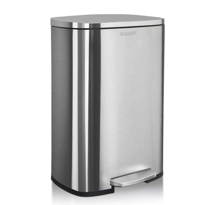 Poubelle de cuisine Dustin en acier inoxydable, système de tri des déchets, Poubelle à pédale avec poignée de transport, 50 Litres