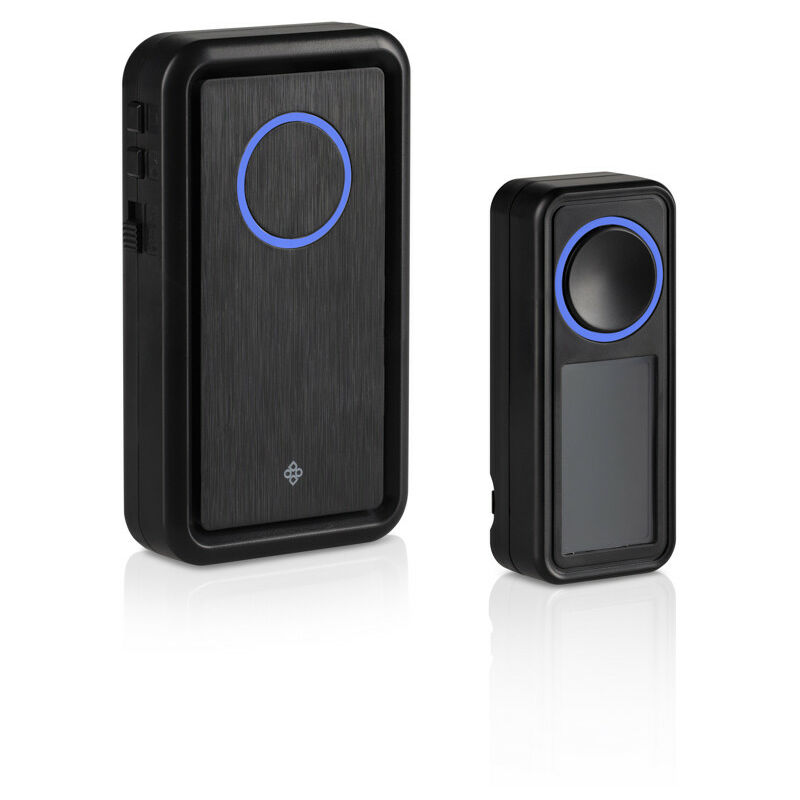 

DUTCH ORIGINALS Timbre Negro inalámbrico para casa, Timbre exterior IP44 impermeable, Timbre inalámbrico con 1 receptor y 1 transmitor de LED