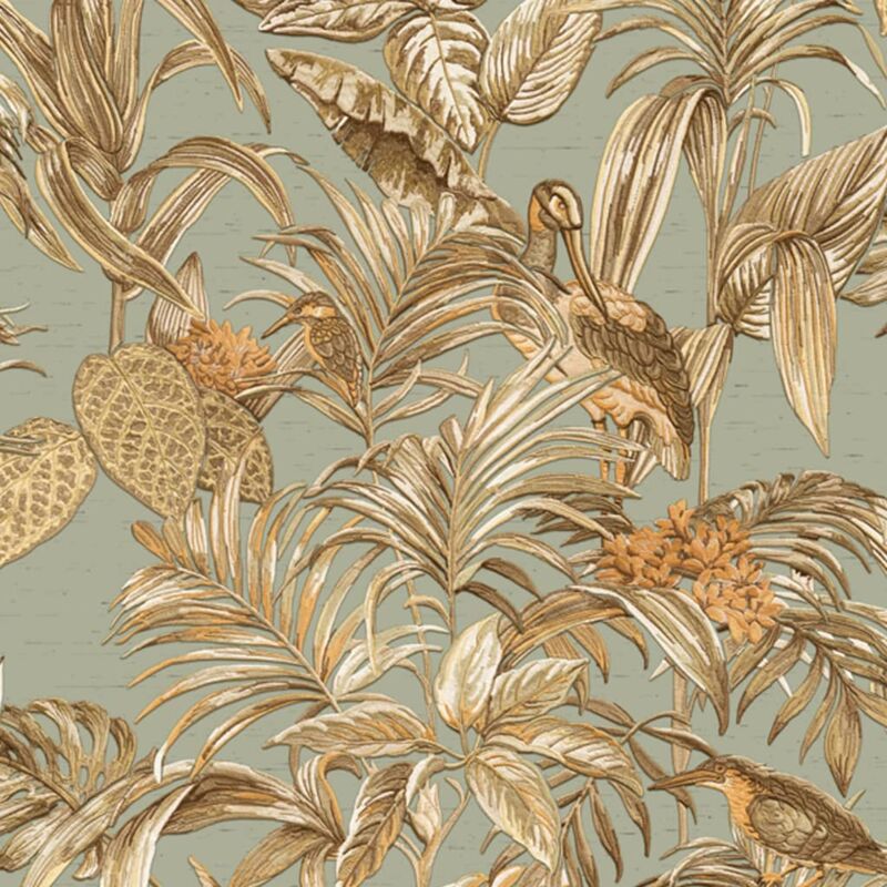 

DUTCH WALLCOVERINGS Papel de pared Bird-of-Paradise azul verdoso - Azul