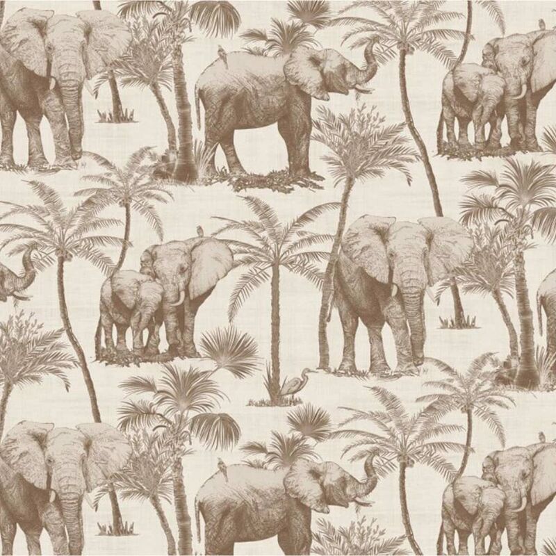 

DUTCH WALLCOVERINGS Papel de pared bosque de elefantes beige - Beige
