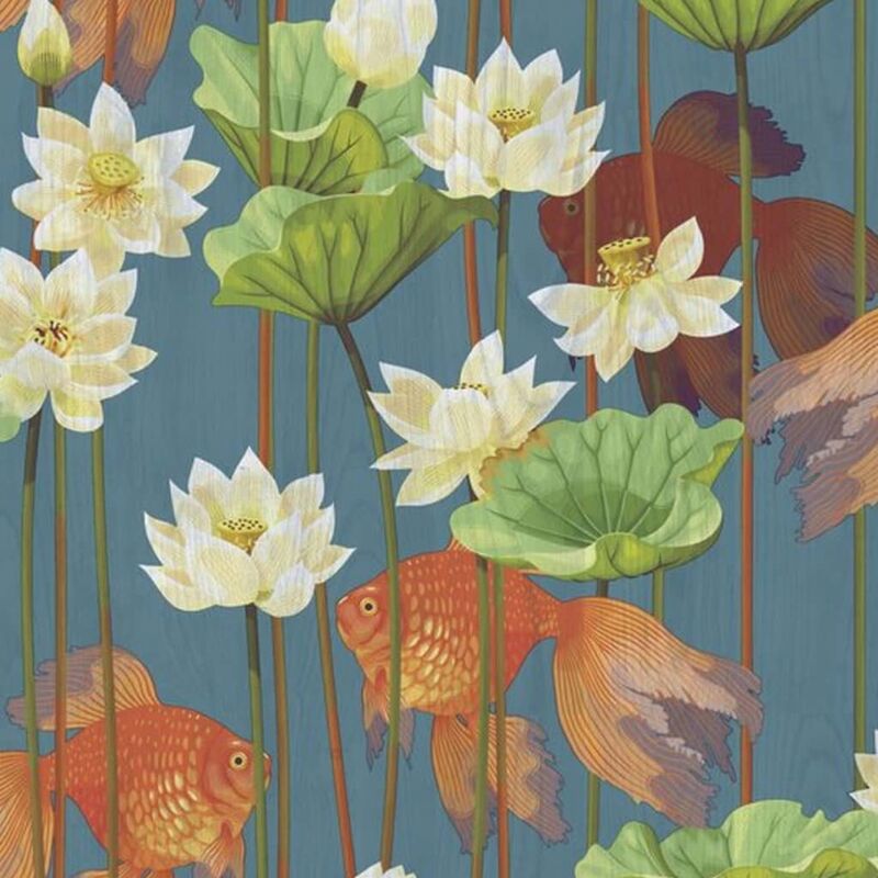 

Papel de pared de peces/flores azul - Azul - Dutch Wallcoverings