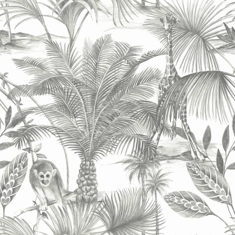 

DUTCH WALLCOVERINGS Papel de pared Kidatu gris y blanco - Multicolor