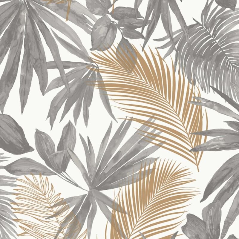 

Papel de pared palmetas salvajes gris y beige - Multicolor - Dutch Wallcoverings