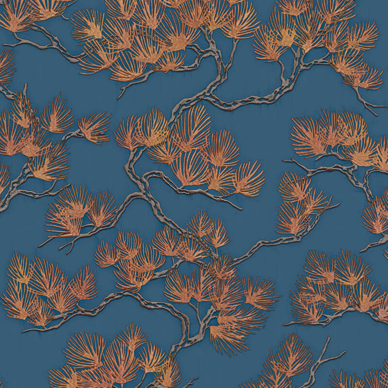 

Papel de pared pino dorado y azul - Multicolor - Dutch Wallcoverings