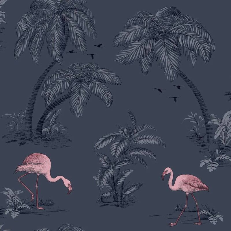 

DUTCH WALLCOVERINGS Papel pintado flamenco azul petróleo - Azul