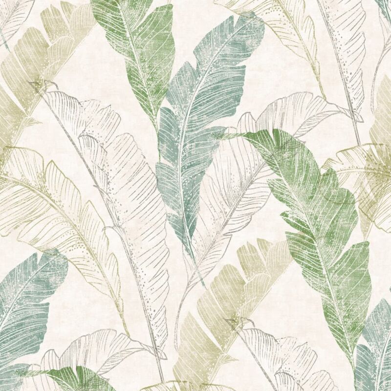 

Papel pintado hojas tropicales gris y verde - Multicolor - Dutch Wallcoverings