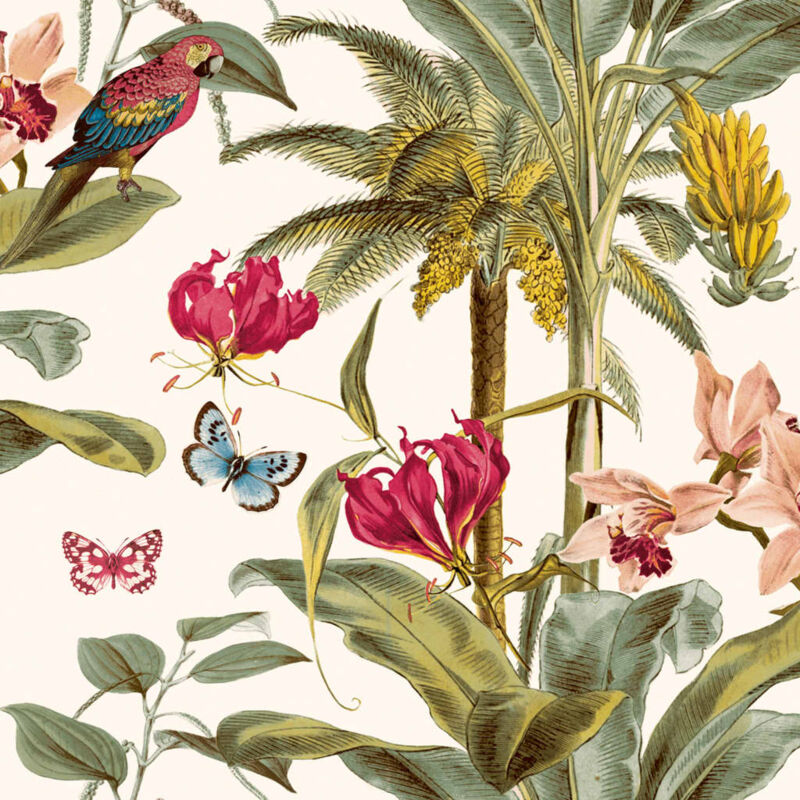 

Papel pintado palmeras tropicales verde y rosa - Multicolor - Dutch Wallcoverings