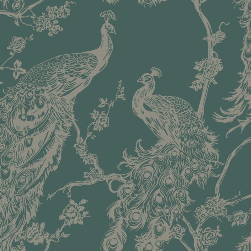 

Papel pintado pavo real verde y plateado - Multicolor - Dutch Wallcoverings