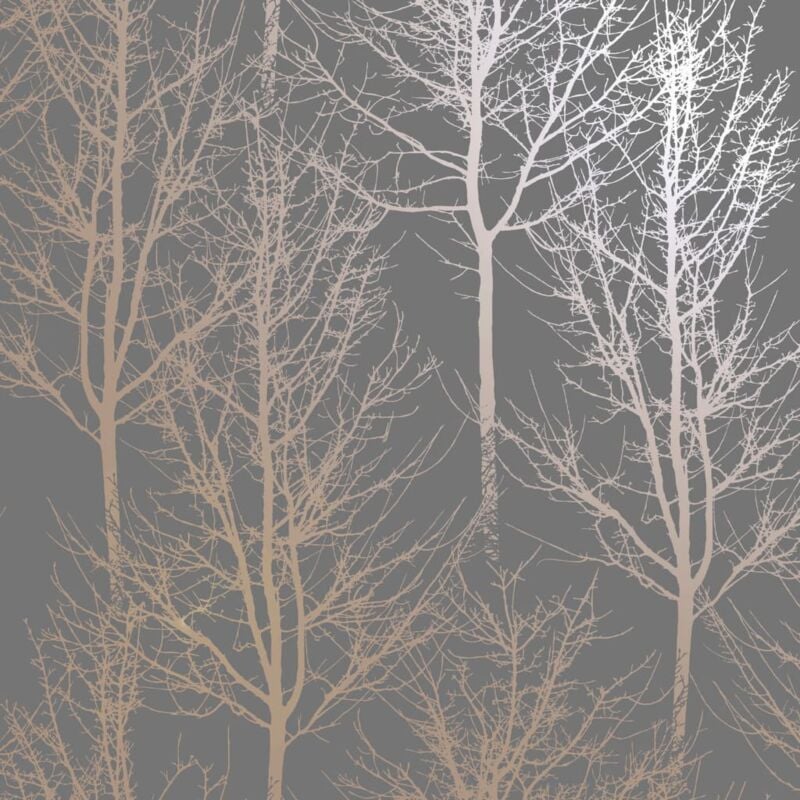 

Papel pintado Rhea Trees gris y oro rosa - Multicolor - Dutch Wallcoverings